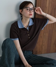 J by blue（ジェイバイブルー）の「ゴールドボタン配色ポロネックニット（ニット/セーター）」