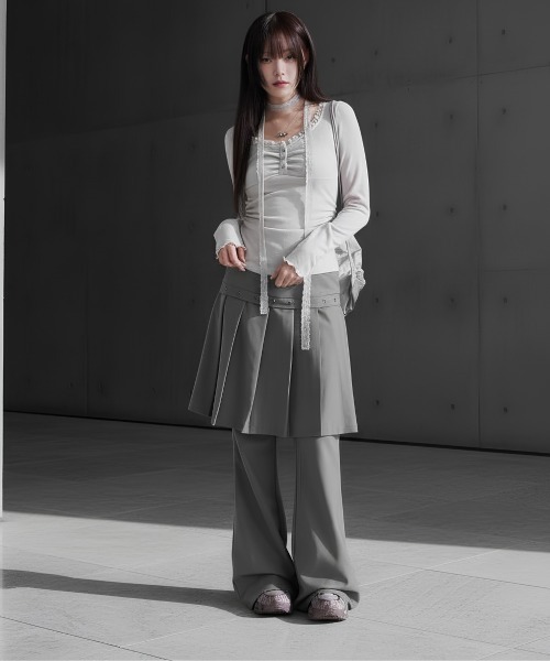 center i(センターアイ)の「プリーツスカートレイヤードワイドパンツ(その他パンツ・レディース・ブラウン/ブラック/グレー・FREE)」の3枚目の写真