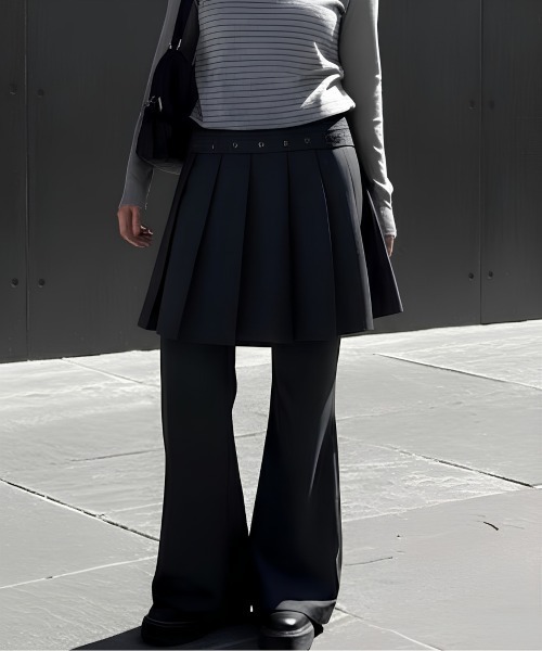 center i(センターアイ)の「プリーツスカートレイヤードワイドパンツ(その他パンツ・レディース・ブラウン/ブラック/グレー・FREE)」の4枚目の写真