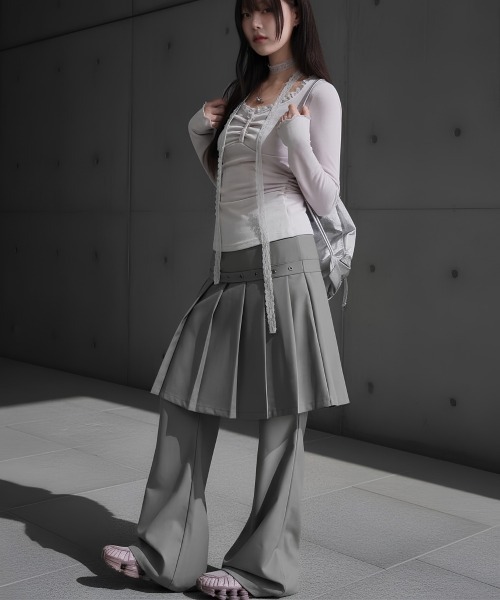 center i(センターアイ)の「プリーツスカートレイヤードワイドパンツ(その他パンツ・レディース・ブラウン/ブラック/グレー・FREE)」の10枚目の写真