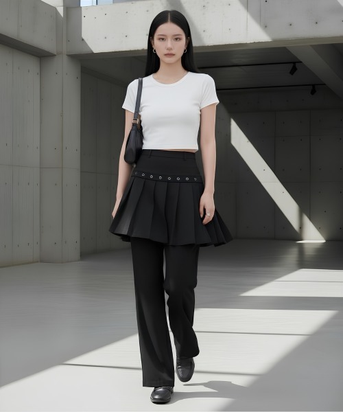 center i(センターアイ)の「プリーツスカートレイヤードワイドパンツ(その他パンツ・レディース・ブラウン/ブラック/グレー・FREE)」の16枚目の写真