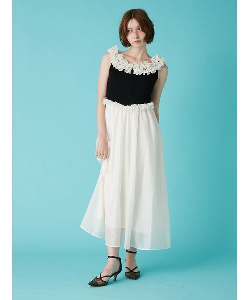 LILY BROWN（リリーブラウン）の「フリルニットドッキングワンピース（ワンピース・レディース・ライトグレー/ブラック/モカ・F）」の5枚目の写真