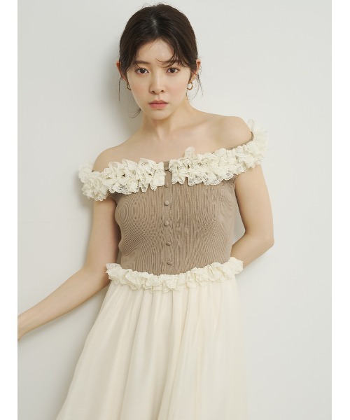 LILY BROWN（リリーブラウン）の「フリルニットドッキングワンピース（ワンピース・レディース・ライトグレー/ブラック/モカ・F）」の21枚目の写真