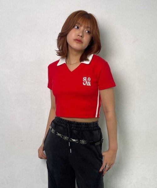 ROGER AND RAW(ロジャーアンドロウ)の「バイカラースキッパーショートトップス(Tシャツ/カットソー・レディース・ブラック/グリーン/ネイビー/レッド・FREE)」の18枚目の写真