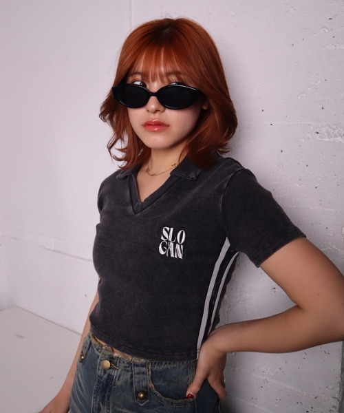 ROGER AND RAW(ロジャーアンドロウ)の「バイカラースキッパーショートトップス(Tシャツ/カットソー・レディース・ブラック/グリーン/ネイビー/レッド・FREE)」の10枚目の写真