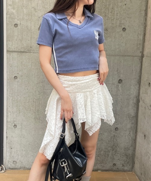 ROGER AND RAW(ロジャーアンドロウ)の「バイカラースキッパーショートトップス(Tシャツ/カットソー・レディース・ブラック/グリーン/ネイビー/レッド・FREE)」の5枚目の写真