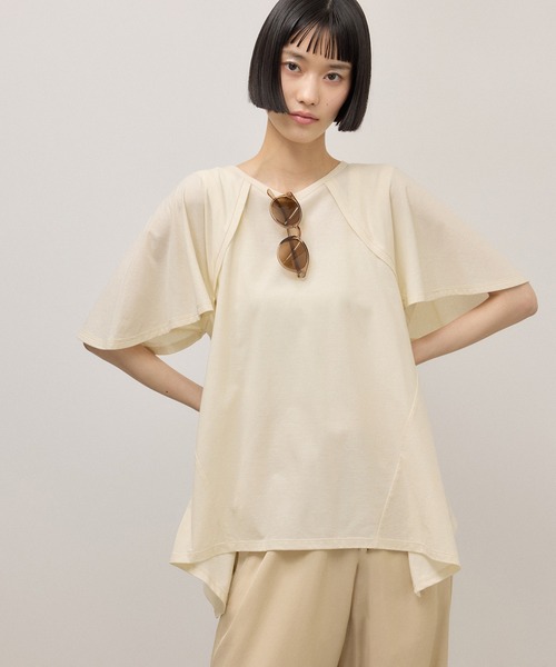 ADAM ET ROPE'(アダムエロペ)の「ランダムヘムライントップス(Tシャツ/カットソー・レディース・ブラック/ピンク/キナリ・FREE)」の2枚目の写真