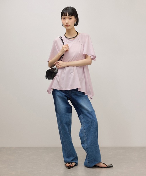 ADAM ET ROPE'(アダムエロペ)の「ランダムヘムライントップス(Tシャツ/カットソー・レディース・ブラック/ピンク/キナリ・FREE)」の7枚目の写真