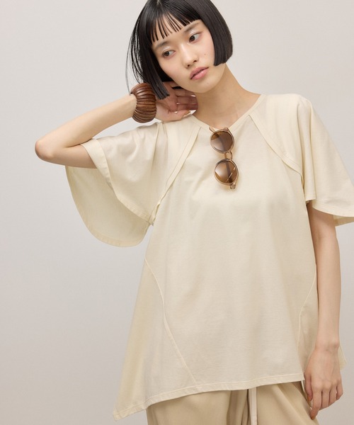 ADAM ET ROPE'(アダムエロペ)の「ランダムヘムライントップス(Tシャツ/カットソー・レディース・ブラック/ピンク/キナリ・FREE)」の15枚目の写真