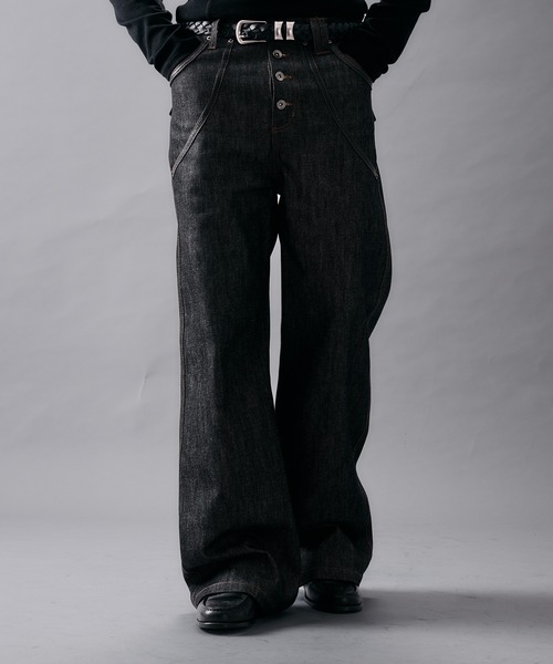 ANDER HUNK(アンダーハンク)の「"KAIHARA" Rigid Wide Straight Denim/”カイハラ”リジットワイドストレートデニム(デニムパンツ・メンズ・ブラック・MEDIUM/SMALL/LARGE)」の11枚目の写真