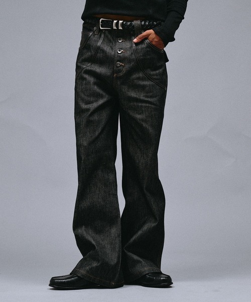 ANDER HUNK(アンダーハンク)の「"KAIHARA" Rigid Wide Straight Denim/”カイハラ”リジットワイドストレートデニム(デニムパンツ・メンズ・ブラック・MEDIUM/SMALL/LARGE)」の4枚目の写真