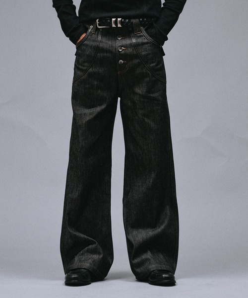 ANDER HUNK(アンダーハンク)の「"KAIHARA" Rigid Wide Straight Denim/”カイハラ”リジットワイドストレートデニム(デニムパンツ・メンズ・ブラック・MEDIUM/SMALL/LARGE)」の5枚目の写真