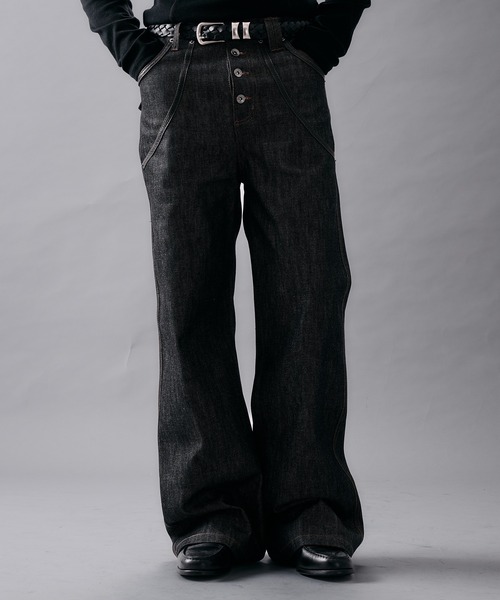 ANDER HUNK(アンダーハンク)の「"KAIHARA" Rigid Wide Straight Denim/”カイハラ”リジットワイドストレートデニム(デニムパンツ・メンズ・ブラック・MEDIUM/SMALL/LARGE)」の12枚目の写真