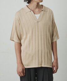 透かし編みスキッパーニットポロ