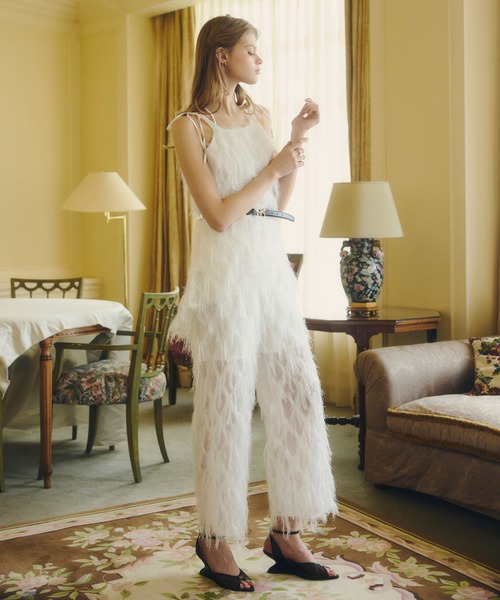 EIMY ISTOIRE(エイミーイストワール)の「PLUME PANTS(その他パンツ・レディース・ホワイト/ブラック・F)」の5枚目の写真