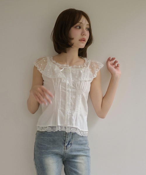 M DOLLY(エムドリー)の「Lace collar ruby tops / レースカラールビートップス(シャツ/ブラウス・レディース・ホワイト・S/M)」の12枚目の写真