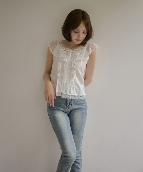 M DOLLY(エムドリー)の「Lace collar ruby tops / レースカラールビートップス(シャツ/ブラウス・レディース・ホワイト・S/M)」の13枚目の写真