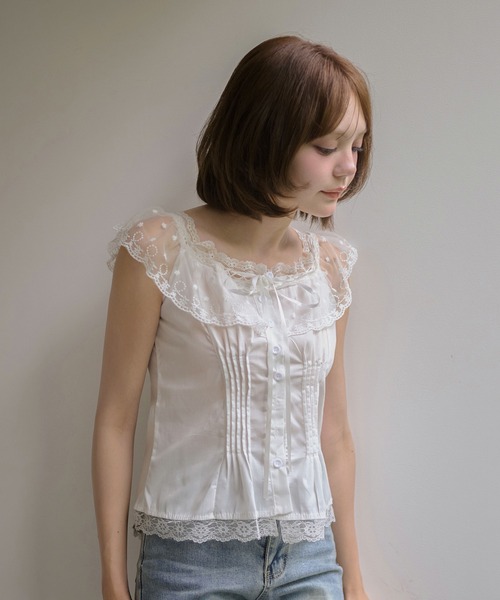 M DOLLY(エムドリー)の「Lace collar ruby tops / レースカラールビートップス(シャツ/ブラウス・レディース・ホワイト・S/M)」の14枚目の写真