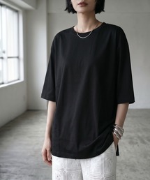 【BLK001】ゆったりシルエット五分袖ドルマンTシャツ