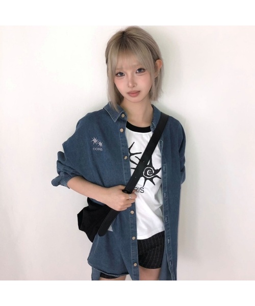 COIRIS(コイリス)の「カイレンデニムポケット長袖シャツ男女共用(シャツ/ブラウス・レディース・ブルー系・FREE/1)」の1枚目の写真