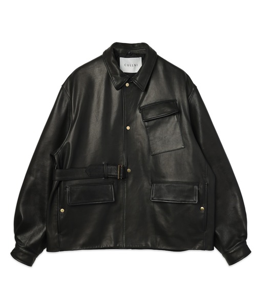 CULLNI(クルニ)の「UK Lamb Leather Tielocken Jacket Detaching Spanish Mouton Collar(カバーオール・メンズ・ブラック・1)」の16枚目の写真
