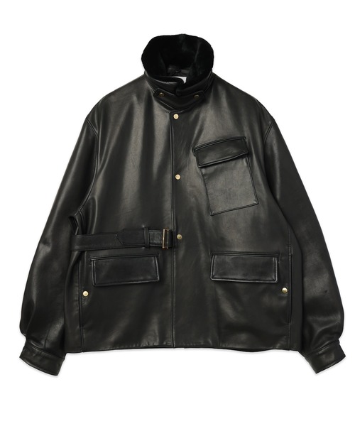 CULLNI(クルニ)の「UK Lamb Leather Tielocken Jacket Detaching Spanish Mouton Collar(カバーオール・メンズ・ブラック・1)」の17枚目の写真