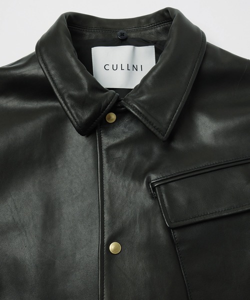 CULLNI(クルニ)の「UK Lamb Leather Tielocken Jacket Detaching Spanish Mouton Collar(カバーオール・メンズ・ブラック・1)」の5枚目の写真