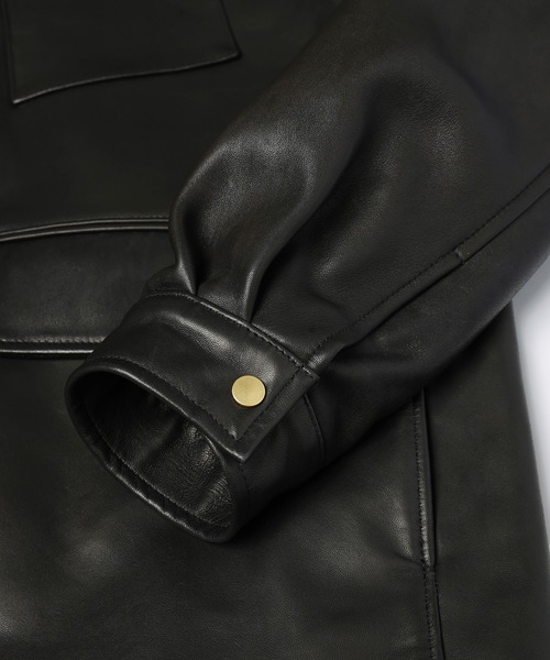 CULLNI(クルニ)の「UK Lamb Leather Tielocken Jacket Detaching Spanish Mouton Collar(カバーオール・メンズ・ブラック・1)」の9枚目の写真