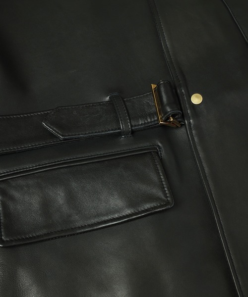 CULLNI(クルニ)の「UK Lamb Leather Tielocken Jacket Detaching Spanish Mouton Collar(カバーオール・メンズ・ブラック・1)」の10枚目の写真