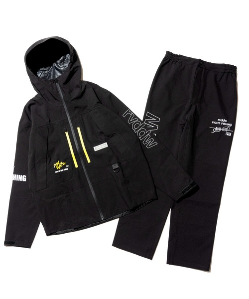 reversal.dogi.design.works（リバーサル・ドーギ・デザイン・ワークス）の「＜reversal/リバーサル＞FIGHT FISHING WATER PROOF SET UP（セットアップ・メンズ・ブラック/ターコイズブルー・M/L/XL）」の2枚目の写真