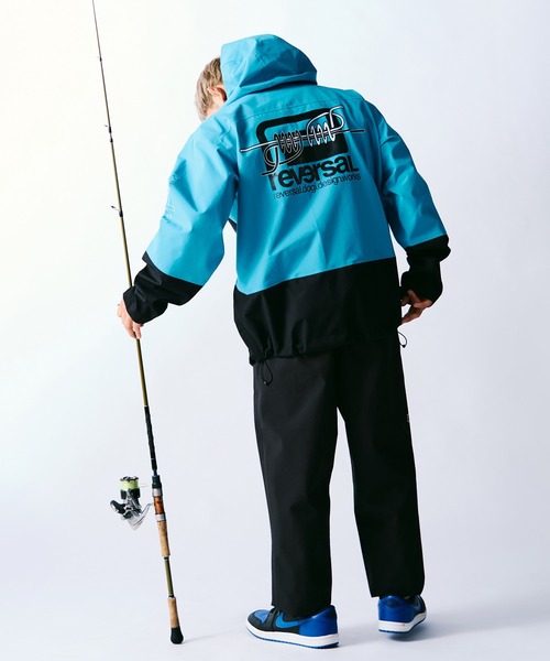 reversal.dogi.design.works（リバーサル・ドーギ・デザイン・ワークス）の「＜reversal/リバーサル＞FIGHT FISHING WATER PROOF SET UP（セットアップ・メンズ・ブラック/ターコイズブルー・M/L/XL）」の17枚目の写真
