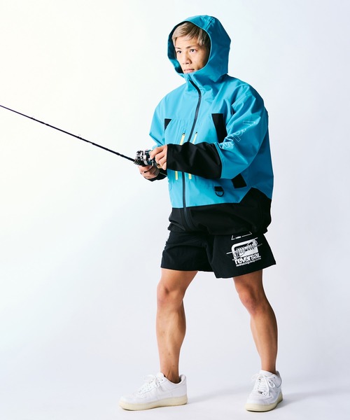 reversal.dogi.design.works（リバーサル・ドーギ・デザイン・ワークス）の「＜reversal/リバーサル＞FIGHT FISHING WATER PROOF SET UP（セットアップ・メンズ・ブラック/ターコイズブルー・M/L/XL）」の20枚目の写真