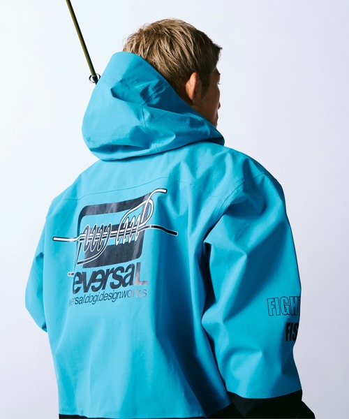 reversal.dogi.design.works（リバーサル・ドーギ・デザイン・ワークス）の「＜reversal/リバーサル＞FIGHT FISHING WATER PROOF SET UP（セットアップ・メンズ・ブラック/ターコイズブルー・M/L/XL）」の22枚目の写真