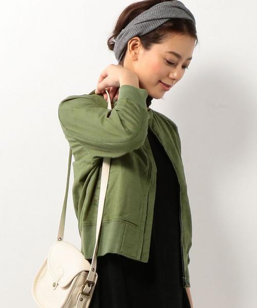 coen(コーエン)の「コットンリネンショートブルゾン(ブルゾン・レディース・ホワイト/オリーブ・LARGE/MEDIUM)」の1枚目の写真