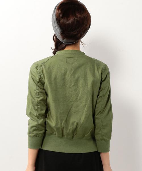 coen(コーエン)の「コットンリネンショートブルゾン(ブルゾン・レディース・ホワイト/オリーブ・LARGE/MEDIUM)」の3枚目の写真