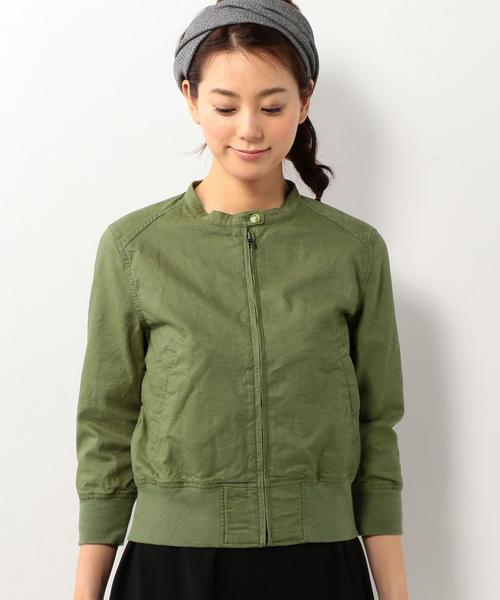 coen(コーエン)の「コットンリネンショートブルゾン(ブルゾン・レディース・ホワイト/オリーブ・LARGE/MEDIUM)」の4枚目の写真