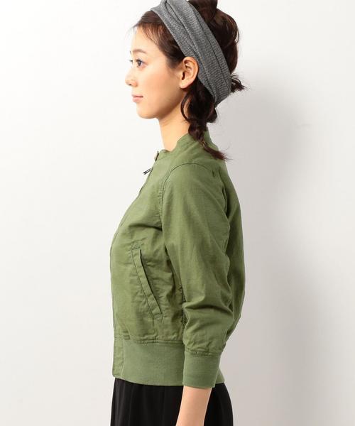 coen(コーエン)の「コットンリネンショートブルゾン(ブルゾン・レディース・ホワイト/オリーブ・LARGE/MEDIUM)」の5枚目の写真