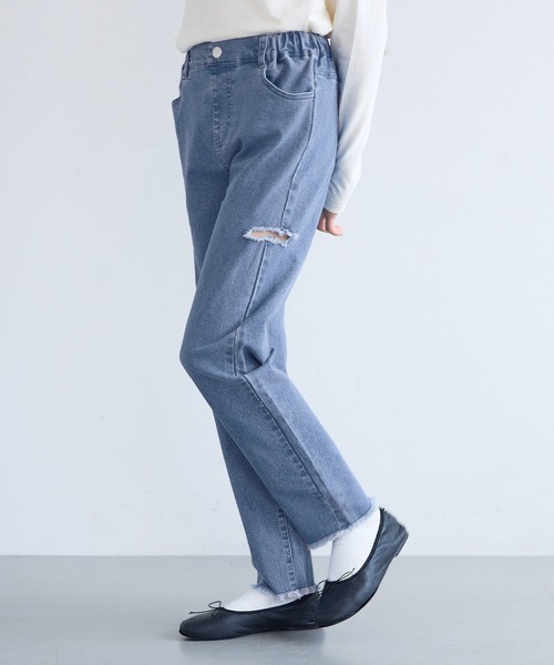 coca(coca)(コカ)の「キッズ デニムサイドカットパンツ(デニムパンツ・キッズ・ブルー/ブラック・120/130/140/150)」の2枚目の写真