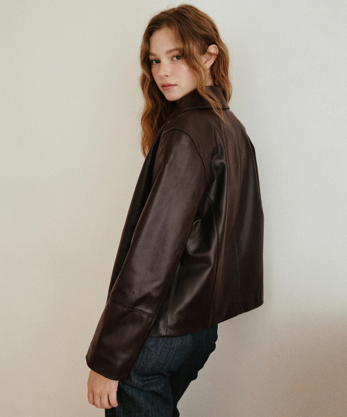 LEFTSEOUL（レフトソウル）の「ラムスキンベーシックジャケット[ブラウン]（ライダースジャケット・レディース・その他・MEDIUM/SMALL）」の2枚目の写真