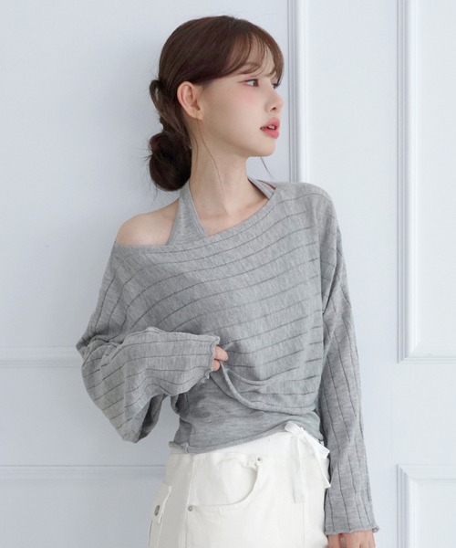 by muni:r(バイ ムニール)の「レイヤードシアーニットセット/2026 AW COLLECTION(ニット/セーター・レディース・グレー/ベージュ/チャコール・FREE)」の2枚目の写真