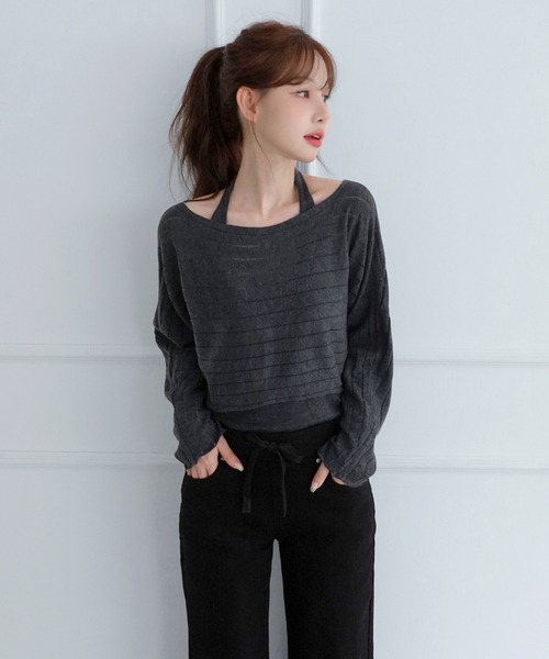 by muni:r(バイ ムニール)の「レイヤードシアーニットセット/2026 AW COLLECTION(ニット/セーター・レディース・グレー/ベージュ/チャコール・FREE)」の14枚目の写真