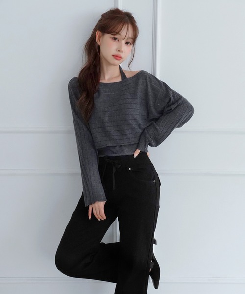 by muni:r(バイ ムニール)の「レイヤードシアーニットセット/2026 AW COLLECTION(ニット/セーター・レディース・グレー/ベージュ/チャコール・FREE)」の17枚目の写真
