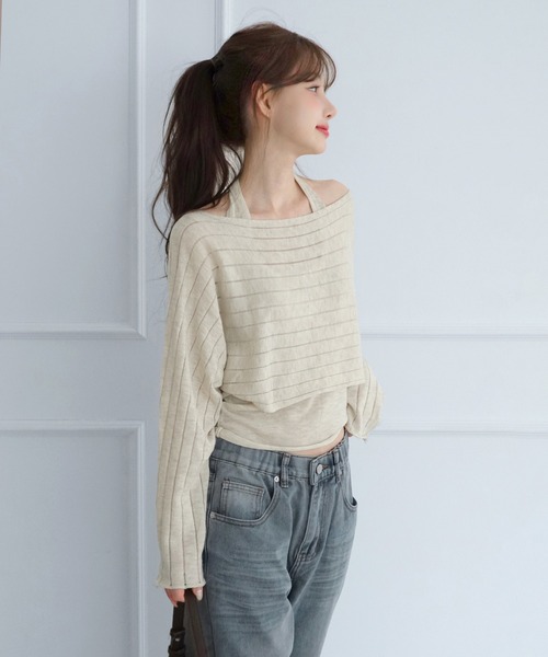by muni:r(バイ ムニール)の「レイヤードシアーニットセット/2026 AW COLLECTION(ニット/セーター・レディース・グレー/ベージュ/チャコール・FREE)」の20枚目の写真