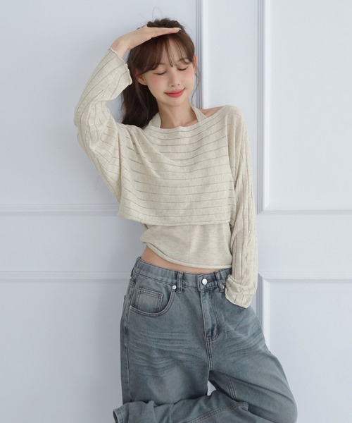 by muni:r(バイ ムニール)の「レイヤードシアーニットセット/2026 AW COLLECTION(ニット/セーター・レディース・グレー/ベージュ/チャコール・FREE)」の21枚目の写真