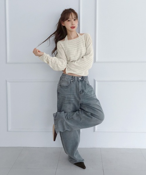 by muni:r(バイ ムニール)の「レイヤードシアーニットセット/2026 AW COLLECTION(ニット/セーター・レディース・グレー/ベージュ/チャコール・FREE)」の22枚目の写真