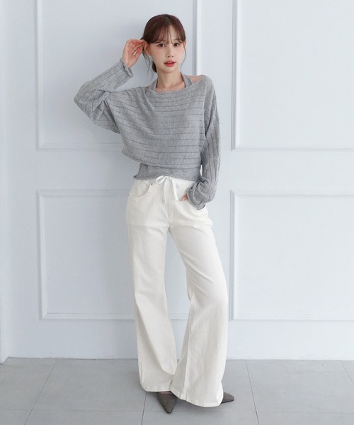 by muni:r(バイ ムニール)の「レイヤードシアーニットセット/2026 AW COLLECTION(ニット/セーター・レディース・グレー/ベージュ/チャコール・FREE)」の5枚目の写真
