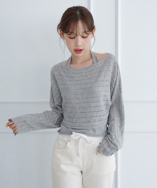 by muni:r(バイ ムニール)の「レイヤードシアーニットセット/2026 AW COLLECTION(ニット/セーター・レディース・グレー/ベージュ/チャコール・FREE)」の7枚目の写真