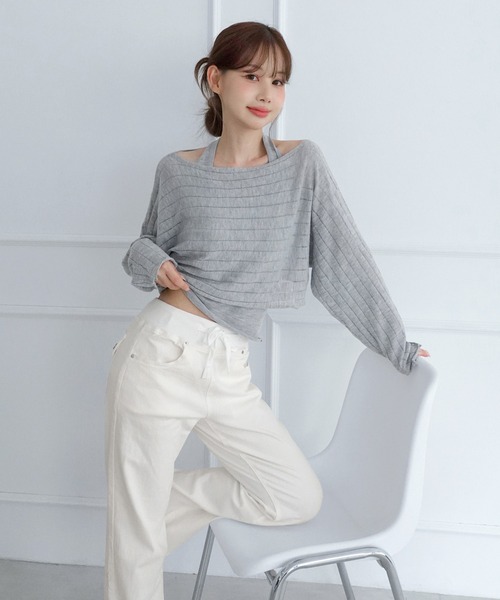 by muni:r(バイ ムニール)の「レイヤードシアーニットセット/2026 AW COLLECTION(ニット/セーター・レディース・グレー/ベージュ/チャコール・FREE)」の9枚目の写真