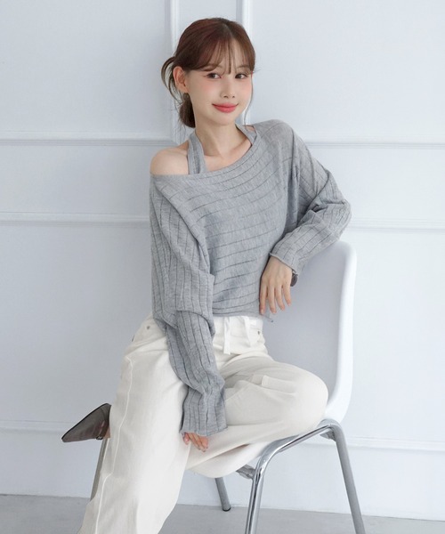 by muni:r(バイ ムニール)の「レイヤードシアーニットセット/2026 AW COLLECTION(ニット/セーター・レディース・グレー/ベージュ/チャコール・FREE)」の10枚目の写真