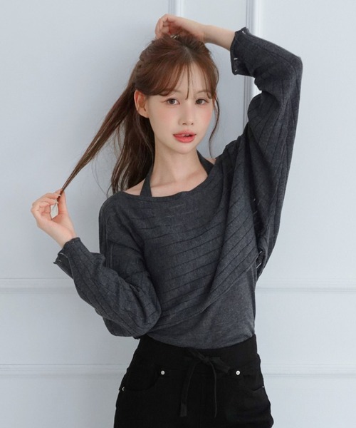 by muni:r(バイ ムニール)の「レイヤードシアーニットセット/2026 AW COLLECTION(ニット/セーター・レディース・グレー/ベージュ/チャコール・FREE)」の12枚目の写真